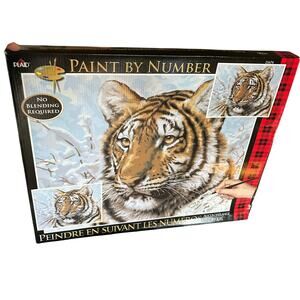 Vintage plaid paint by numbers tiger